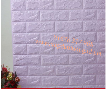 Xốp dán tường 3d giả gạch cao cấp màu tím nhạt